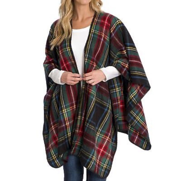 Woolrich women's Cozy Blanket Wrap shawl cape tartan plaid - one size (j10) - Picture 1 of 11